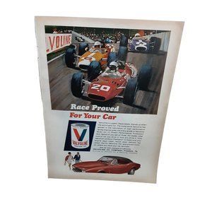 1967 Valvoline Oil Race Proved Camaro Formula One vintage Original Print ad